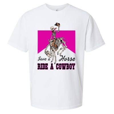 Save A Horse Ride A Cowboy Funny Skeleton Western Pink Women Sueded Cloud Jersey T-Shirt