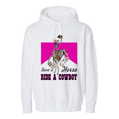 Save A Horse Ride A Cowboy Funny Skeleton Western Pink Women Garment-Dyed Fleece Hoodie