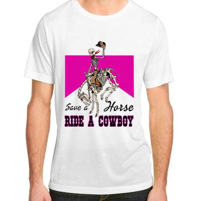 Save A Horse Ride A Cowboy Funny Skeleton Western Pink Women Adult ChromaSoft Performance T-Shirt