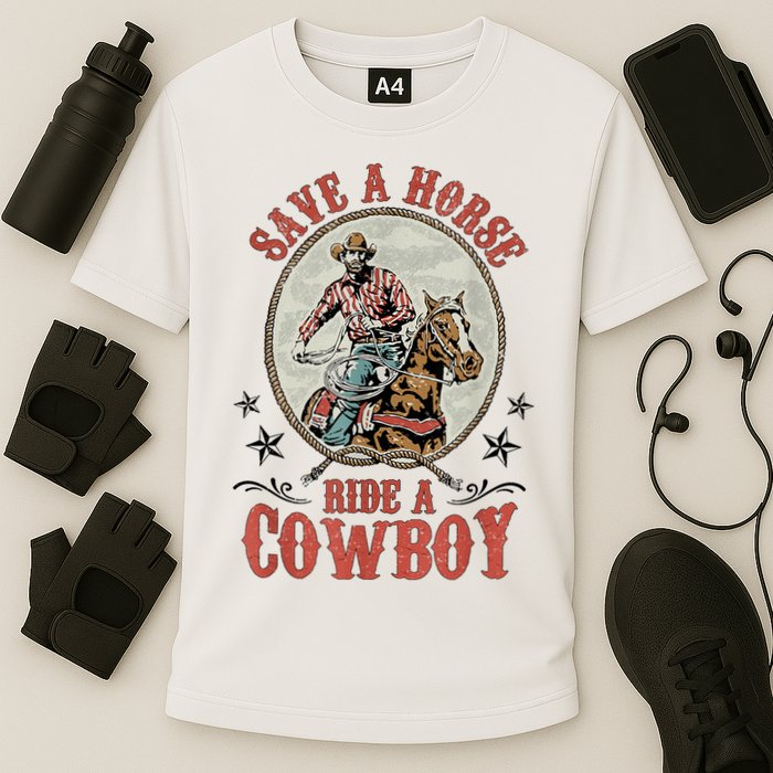 Save A Horse Ride A Cowboy Cooling Performance Crew T-Shirt