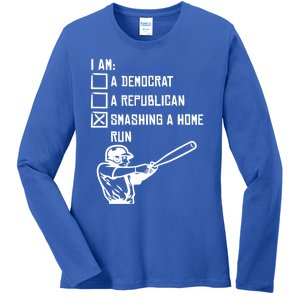 Smashing A Home Run Funny Gift Funny Baseball Player Pitch Baseballer Cool Gift Ladies Long Sleeve Shirt