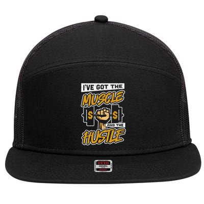 Student Athlete Hustle Muscle Gym Gift 7 Panel Mesh Trucker Snapback Hat