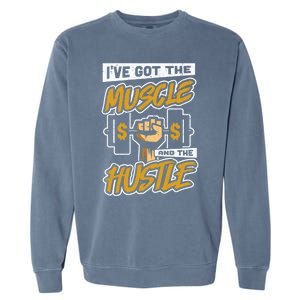 Student Athlete Hustle Muscle Gym Gift Garment-Dyed Sweatshirt