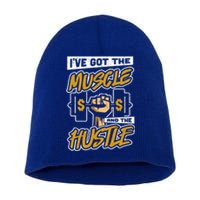 Student Athlete Hustle Muscle Gym Gift Short Acrylic Beanie