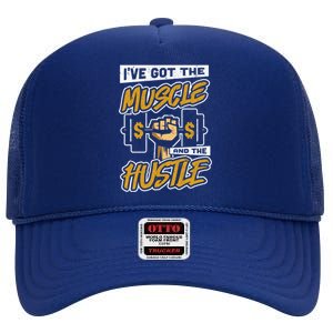 Student Athlete Hustle Muscle Gym Gift High Crown Mesh Back Trucker Hat