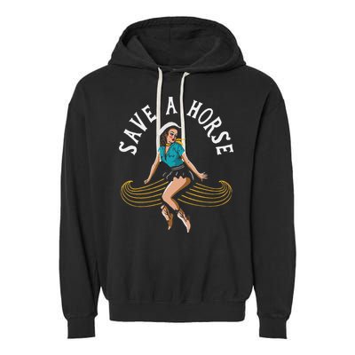 Save A Horse Ride A Mustache Free Moustache Rides Garment-Dyed Fleece Hoodie