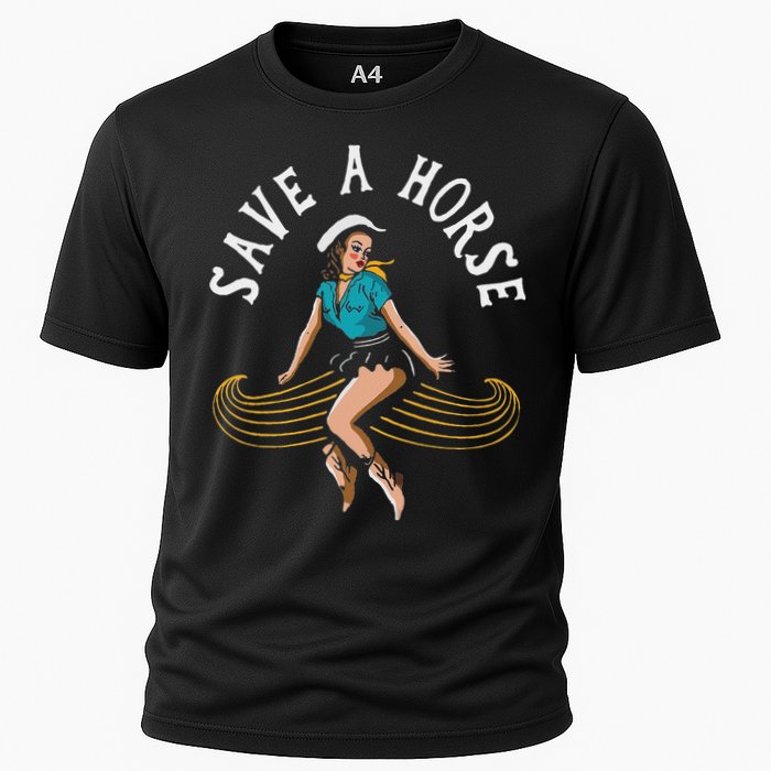 Save A Horse Ride A Mustache Free Moustache Rides Cooling Performance Crew T-Shirt
