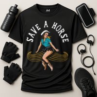 Save A Horse Ride A Mustache Free Moustache Rides Cooling Performance Crew T-Shirt