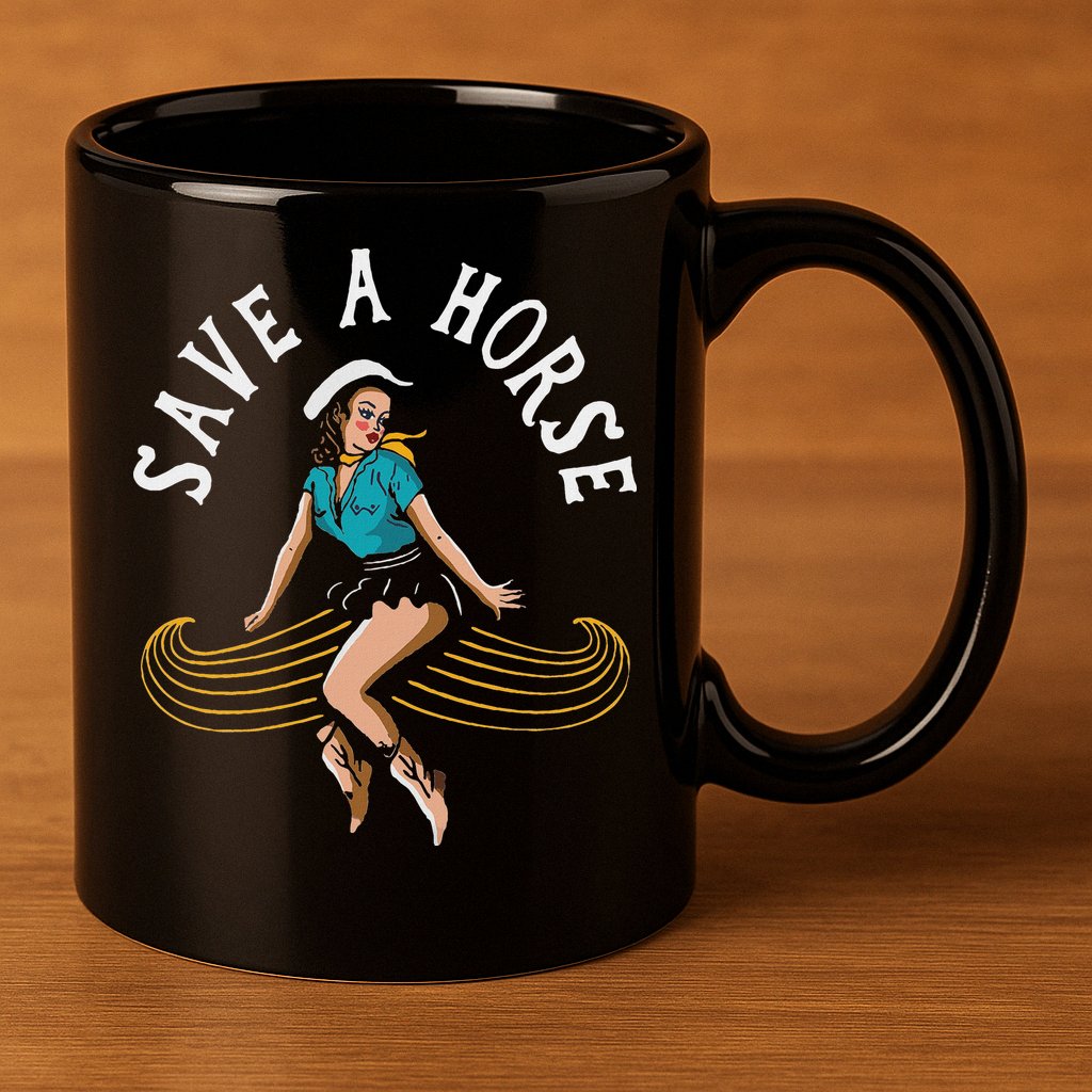 Save A Horse Ride A Mustache Free Moustache Rides 11oz C Handle Ceramic Mug