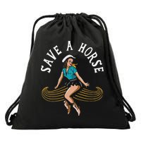 Save A Horse Ride A Mustache Free Moustache Rides Drawstring Bag