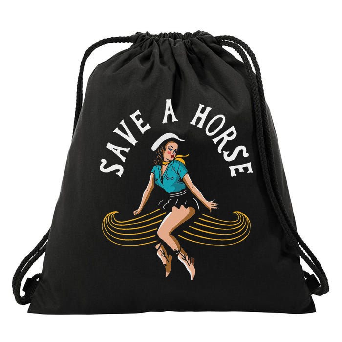 Save A Horse Ride A Mustache Free Moustache Rides Drawstring Bag