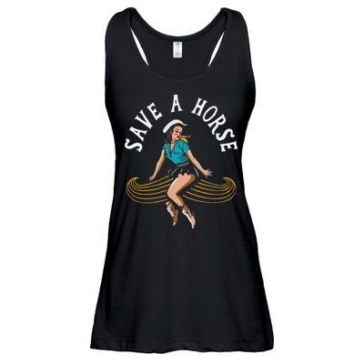 Save A Horse Ride A Mustache Free Moustache Rides Ladies Essential Flowy Tank