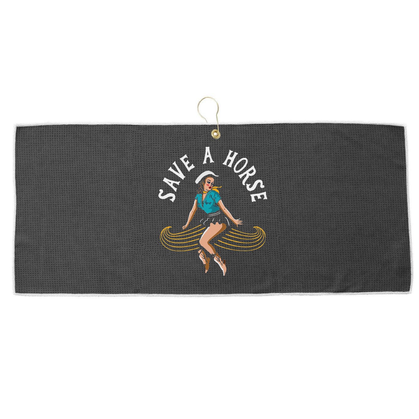 Save A Horse Ride A Mustache Free Moustache Rides Large Microfiber Waffle Golf Towel