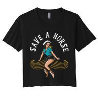 Save A Horse Ride A Mustache Free Moustache Rides Women's Crop Top Tee