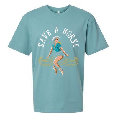 Save A Horse Ride A Mustache Free Moustache Rides Sueded Cloud Jersey T-Shirt