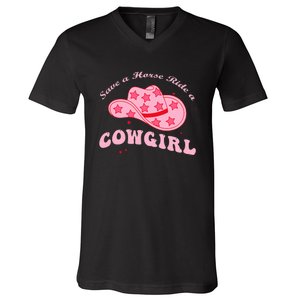 Save A Horse Ride A Cowgirl V-Neck T-Shirt