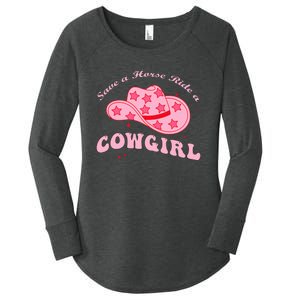 Save A Horse Ride A Cowgirl Women's Perfect Tri Tunic Long Sleeve Shirt