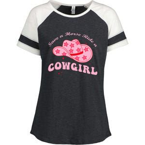 Save A Horse Ride A Cowgirl Enza Ladies Jersey Colorblock Tee