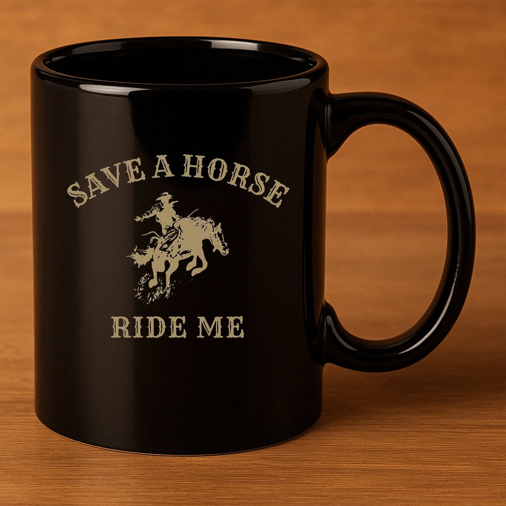 Save A Horse Ride Me Funny Cowboy Western Inappropriate 11oz C Handle Ceramic Mug