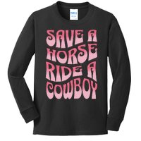 Save A Horse Ride A Cowboy Rodeo Apparel Horseback Riding Kids Long Sleeve Shirt