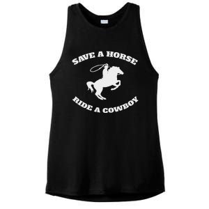 Save A Horse & Ride A Cowboy Is My Horse Ok Ladies PosiCharge Tri-Blend Wicking Tank