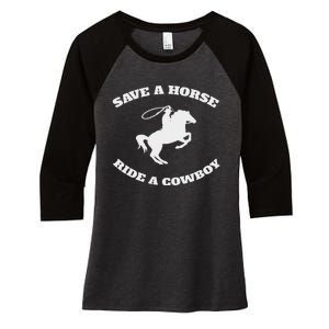 Save A Horse & Ride A Cowboy Is My Horse Ok Women's Tri-Blend 3/4-Sleeve Raglan Shirt