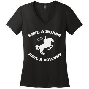 Save A Horse & Ride A Cowboy Is My Horse Ok Women's V-Neck T-Shirt