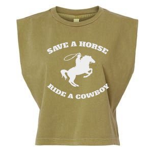 Save A Horse & Ride A Cowboy Is My Horse Ok Garment-Dyed Women's Muscle Tee