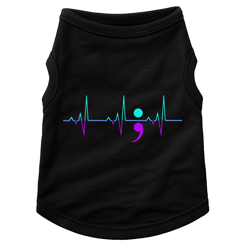 Suicide Awareness Heartbeat Happy Ribbon Support Doggie Tank