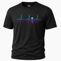 Suicide Awareness Heartbeat Happy Ribbon Support Cooling Performance Crew T-Shirt