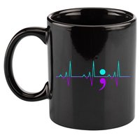 Suicide Awareness Heartbeat Happy Ribbon Support 11oz C Handle Ceramic Mug