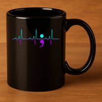 Suicide Awareness Heartbeat Happy Ribbon Support 11oz C Handle Ceramic Mug