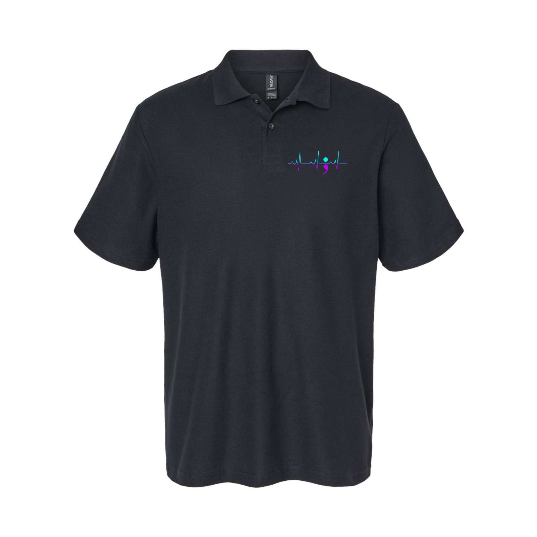 Suicide Awareness Heartbeat Happy Ribbon Support Polo