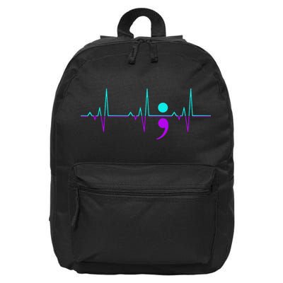 Suicide Awareness Heartbeat Happy Ribbon Support 16 in Basic Backpack