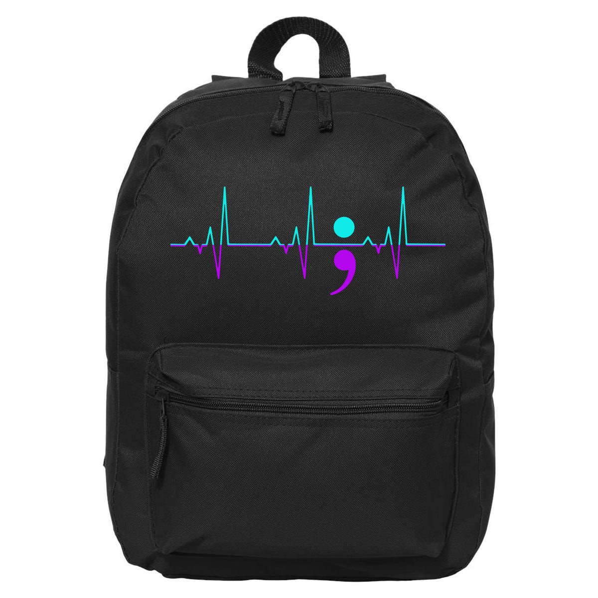 Suicide Awareness Heartbeat Happy Ribbon Support 16 in Basic Backpack