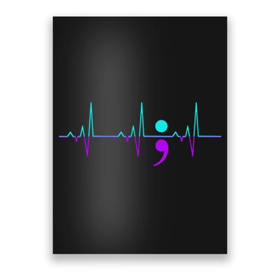 Suicide Awareness Heartbeat Happy Ribbon Support Poster