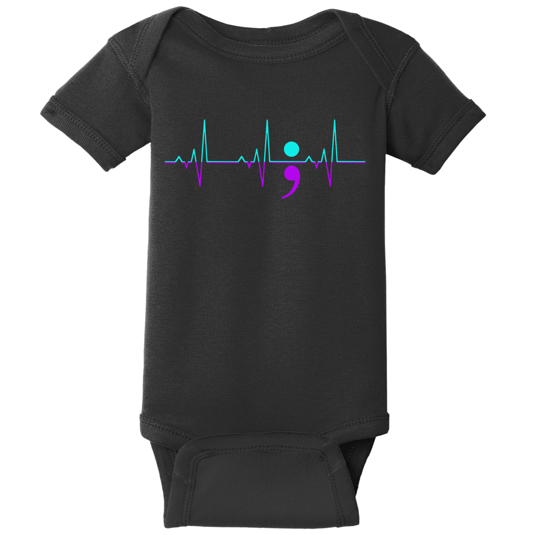 Suicide Awareness Heartbeat Happy Ribbon Support Baby Bodysuit