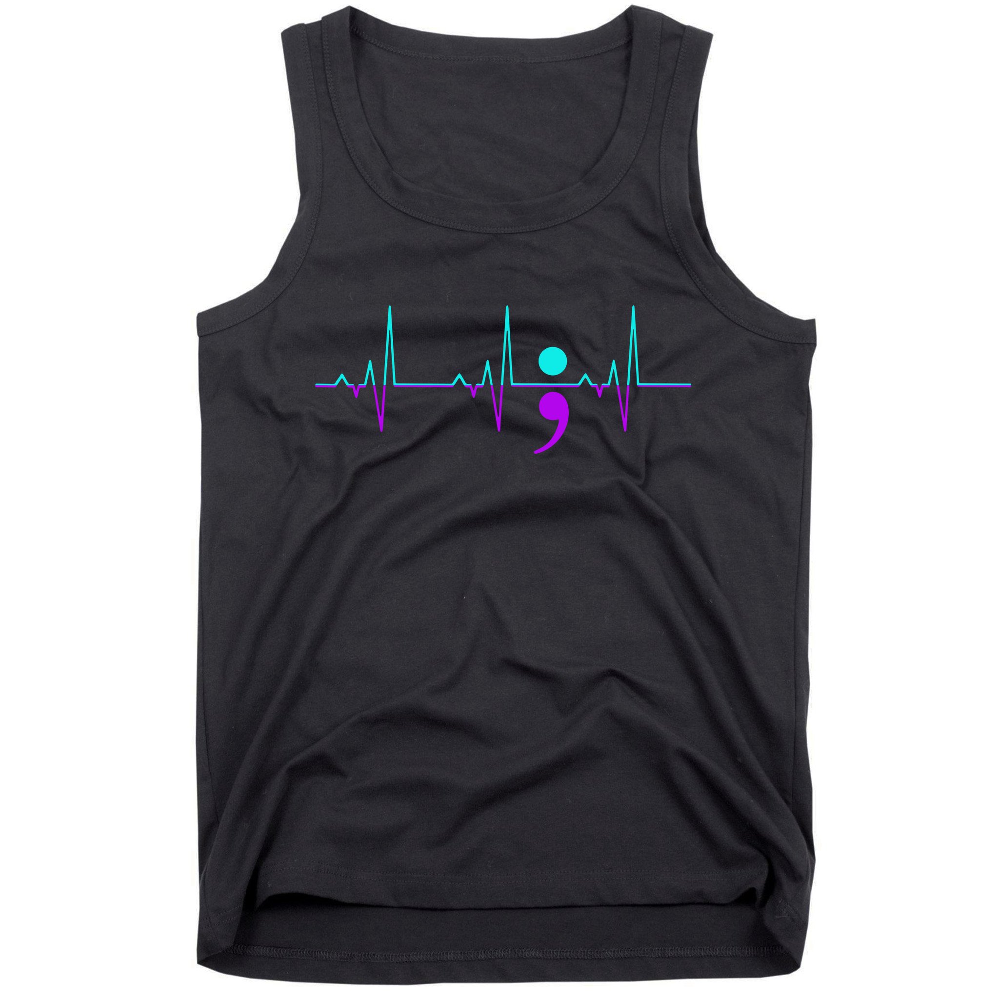 Suicide Awareness Heartbeat Happy Ribbon Support Tank Top
