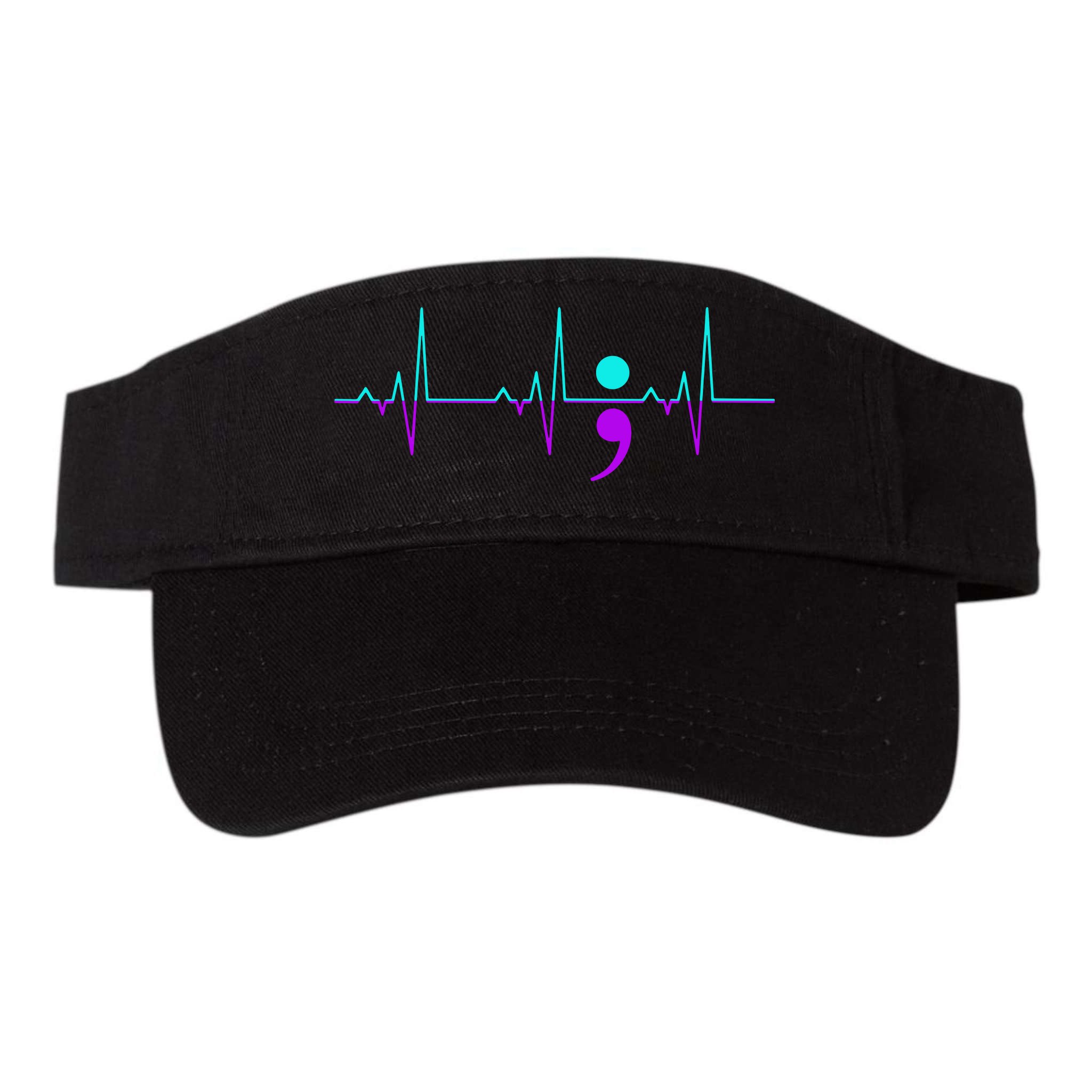 Suicide Awareness Heartbeat Happy Ribbon Support Visor