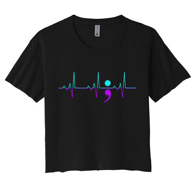 Suicide Awareness Heartbeat Happy Ribbon Support Crop Top