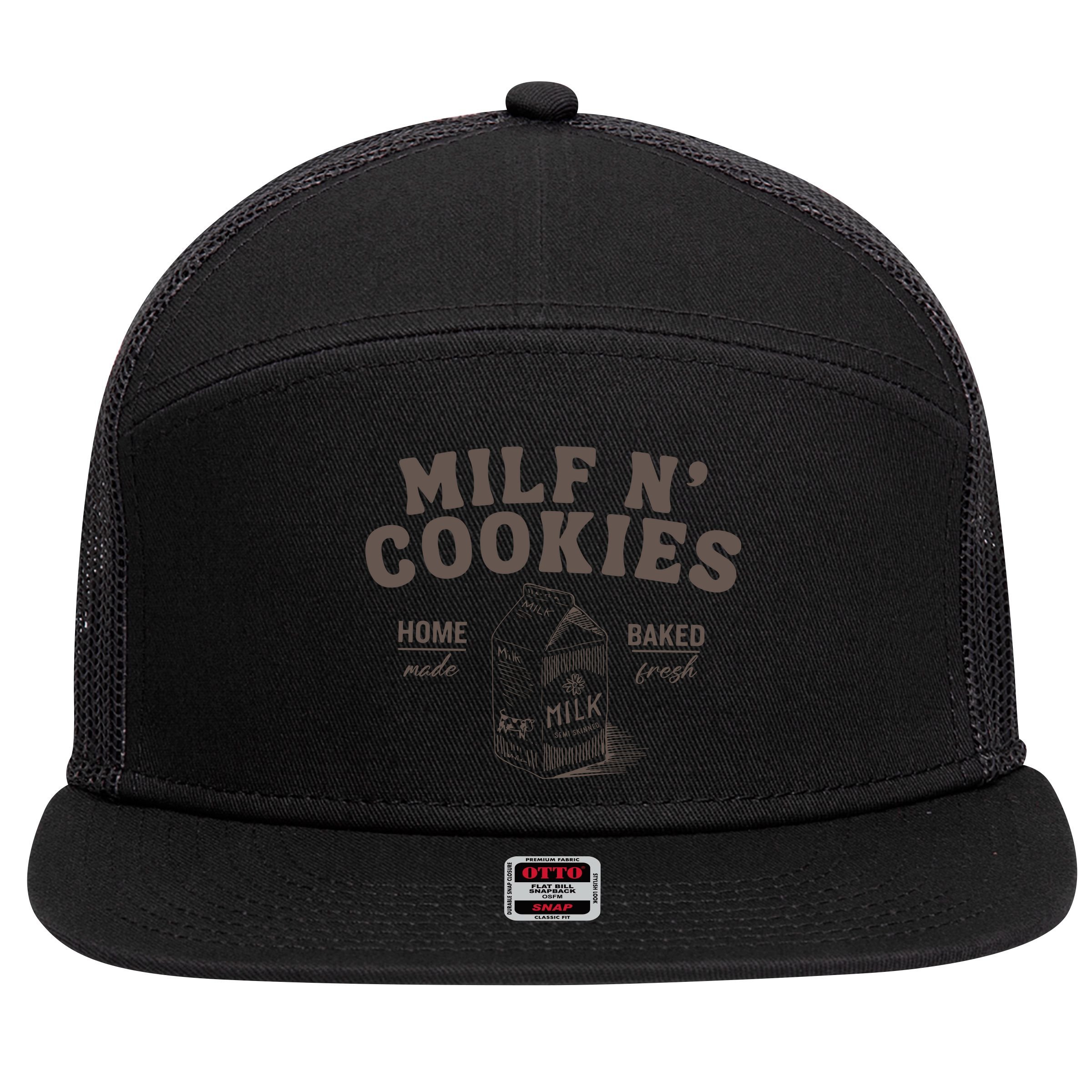 Stay At Home Milf N Cookies 7 Panel Mesh Trucker Snapback Hat