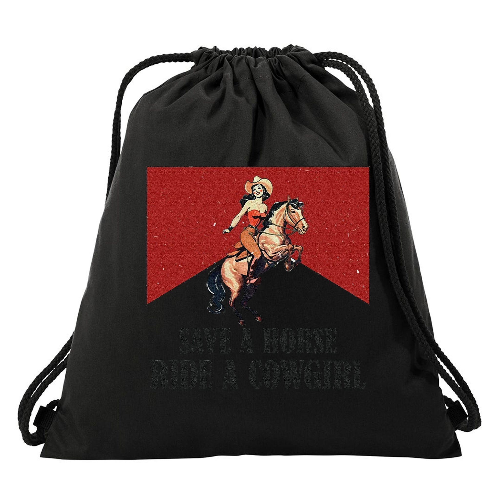 Save A Horse Ride A Cowgirl Drawstring Bag