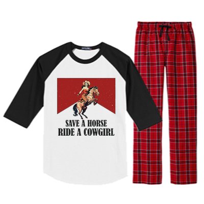 Save A Horse Ride A Cowgirl Raglan Sleeve Pajama Set