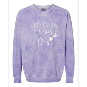 S All I Need Is Jesus And My Dog Christian Faith Doggie Lover Vneck Colorblast Crewneck Sweatshirt