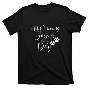 S All I Need Is Jesus And My Dog Christian Faith Doggie Lover Vneck T-Shirt