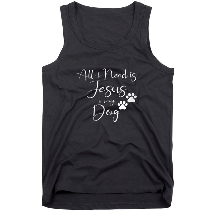 S All I Need Is Jesus And My Dog Christian Faith Doggie Lover Vneck Tank Top