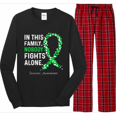 Scoliosis Awareness In This Family Nobody Fights Alone Gift Long Sleeve Pajama Set