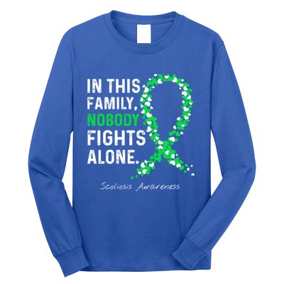 Scoliosis Awareness In This Family Nobody Fights Alone Gift Long Sleeve Shirt