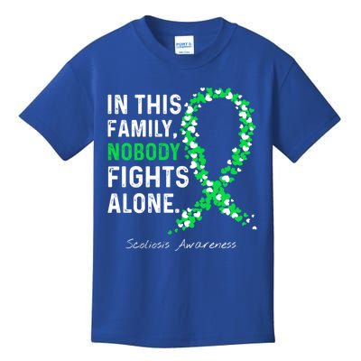 Scoliosis Awareness In This Family Nobody Fights Alone Gift Kids T-Shirt