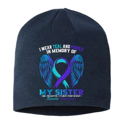 Suicide Awareness I Wear Teal And Purple For My Sister Sustainable Beanie